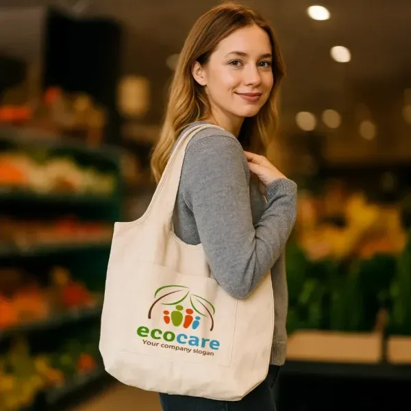 Branding Cotton Hobo Bag With Front Pocket — corporate gift Dubai