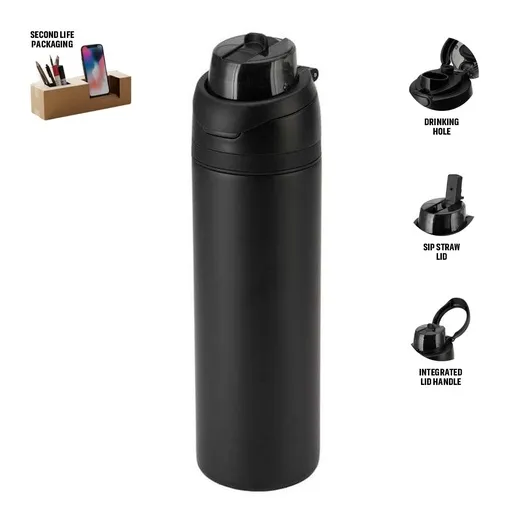 AERO SIP — Hans Larsen Recycled Stainless Steel Bottle with Dual Sip Lid — corporate gift Dubai