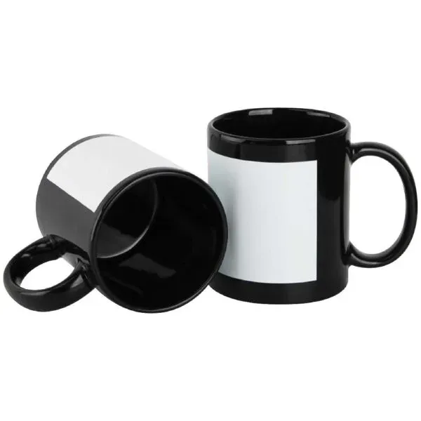 Black Ceramic Mugs with Printable Area — corporate gift Dubai