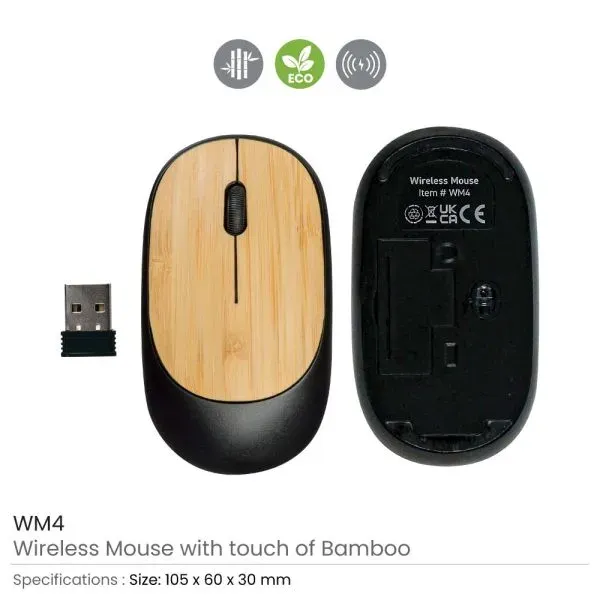 Bamboo Wireless Mouse — corporate gift Dubai