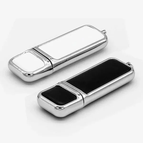 Leather USB Drive with Chrome Finish — corporate gift Dubai