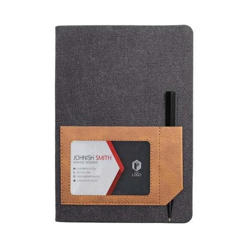 ADANA — Santhome Recycled Canvas A5 Hard Cover Notebook with PU Pocket — corporate gift Dubai